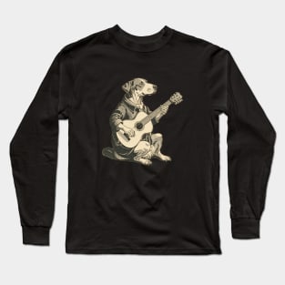 labrador retriever playing guitar Long Sleeve T-Shirt